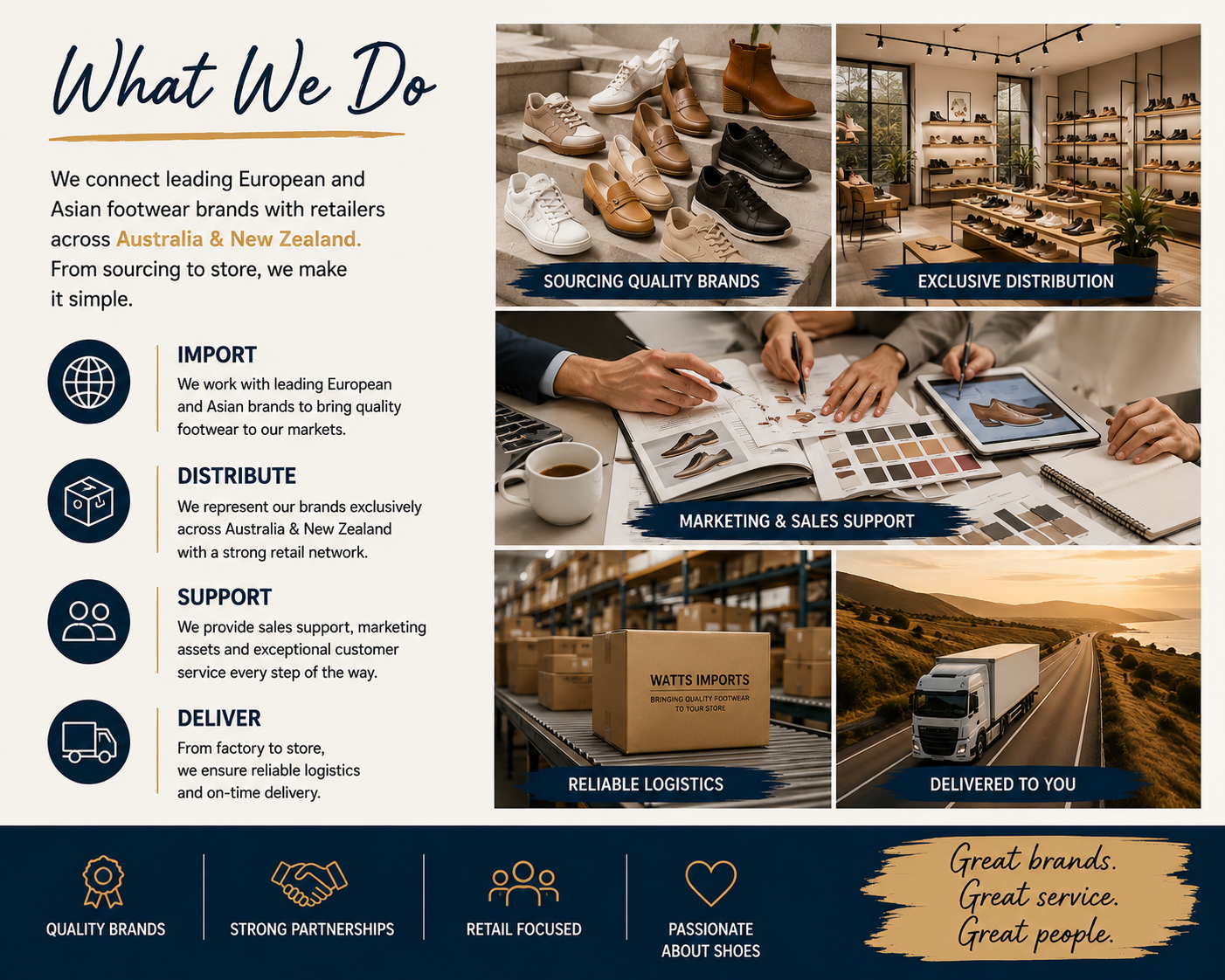 How Watts sources, distributes, supports and delivers footwear